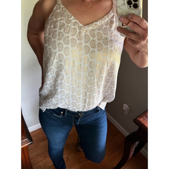 St. Tropez West 100% Linen Womens Sleeveless Paisley print Top Size Large - Picture 3 of 12